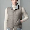 Taupe down vest in wool & cashmere – Made in Italy