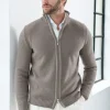 Taupe honeycomb cashmere blend full zip – Made in Italy