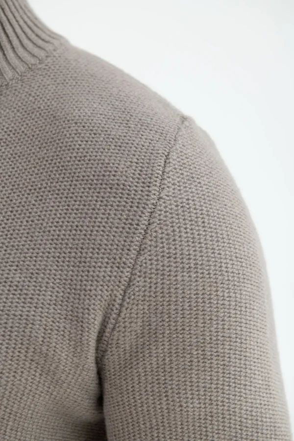 Taupe honeycomb cashmere blend full zip – Made in Italy