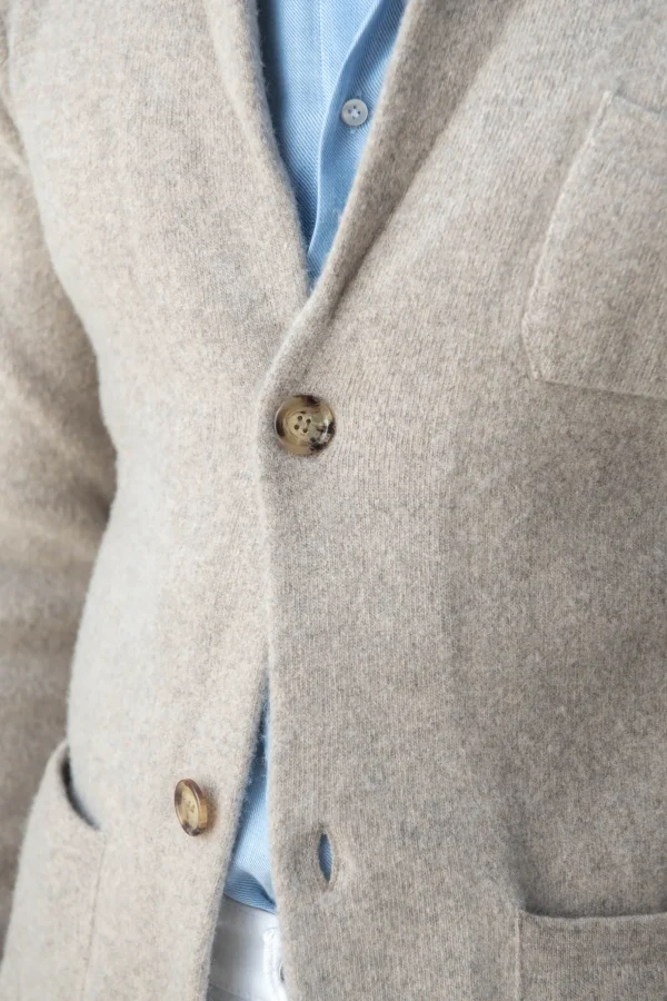 Taupe knitted jacket - wool and cashmere - Made in Italy
