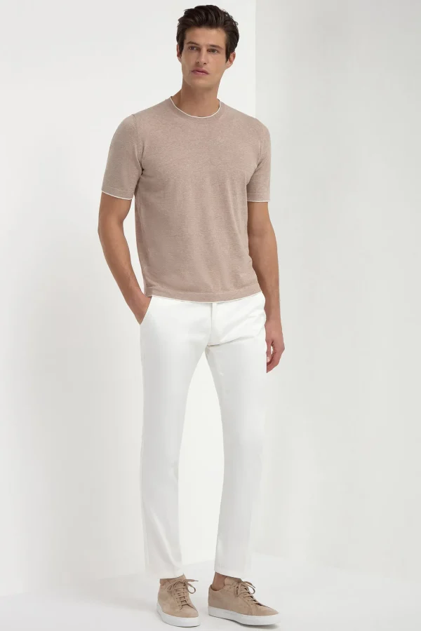 Taupe knitted t-shirt - Made in Italy