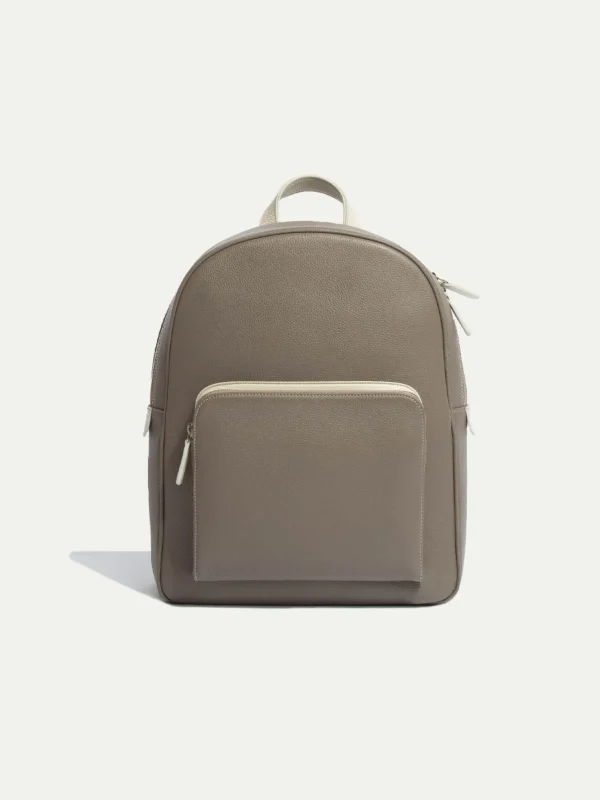 Taupe leather backpack - Made in Italy