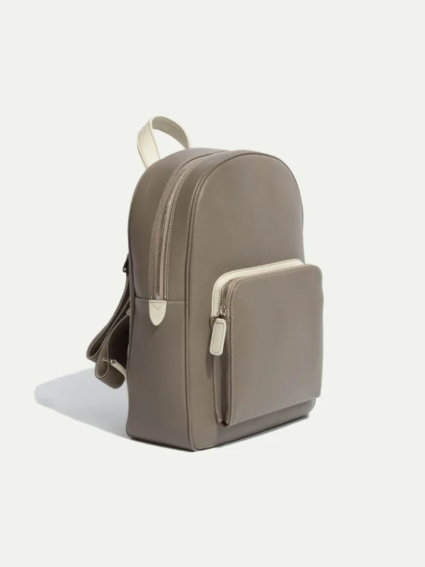 Taupe leather backpack - Made in Italy
