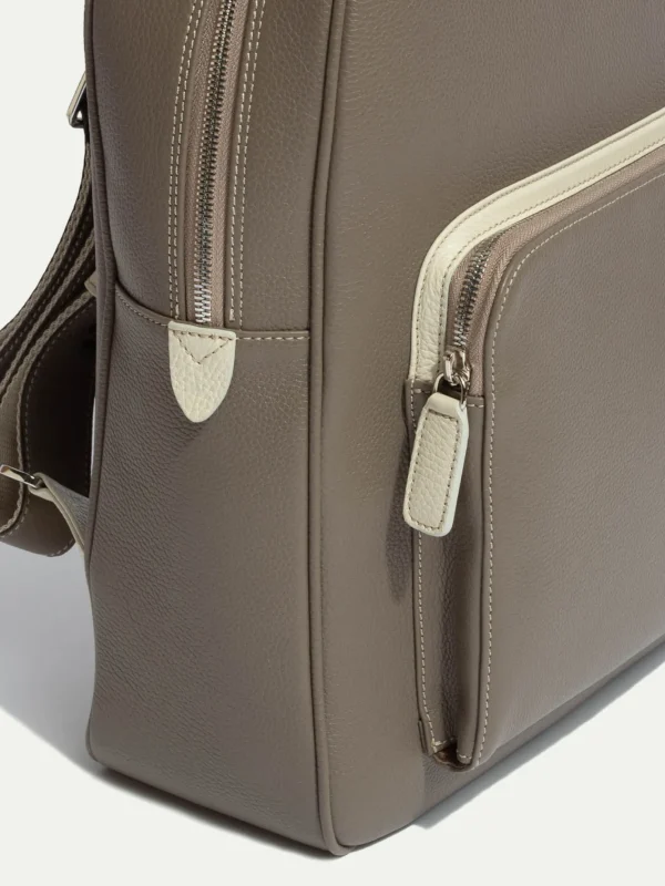 Taupe leather backpack - Made in Italy