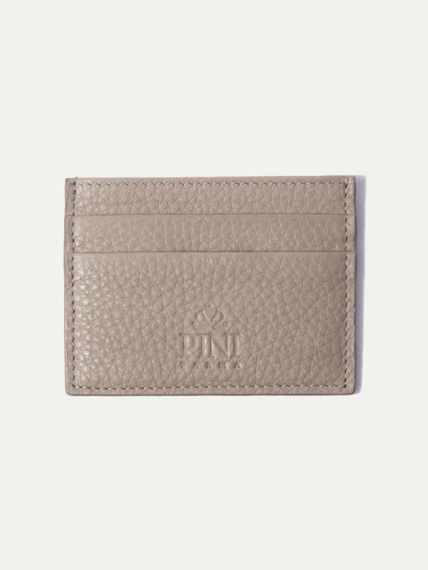 Taupe leather card holder - Made in Italy