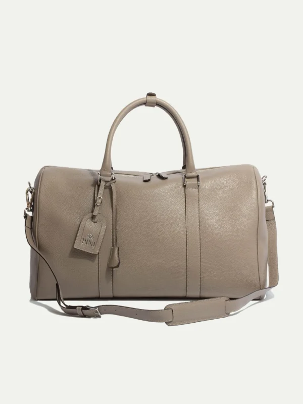 Taupe leather weekender bag - Made in Italy