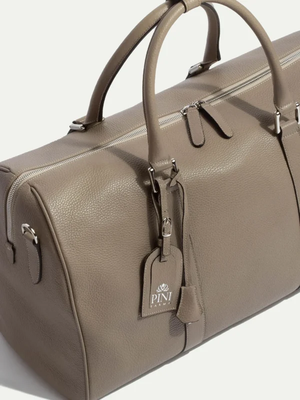 Taupe leather weekender bag - Made in Italy