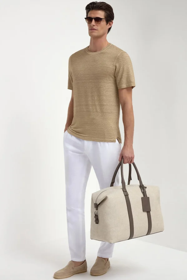Taupe linen t-shirt - Made in Italy