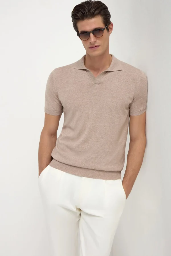 Taupe polo - Made in Italy