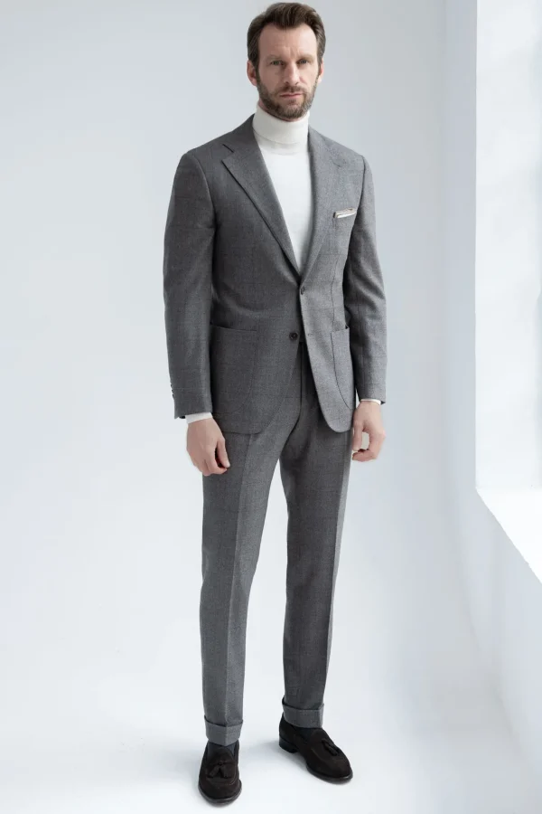 Taupe Prince of Wales suit - Made in Italy