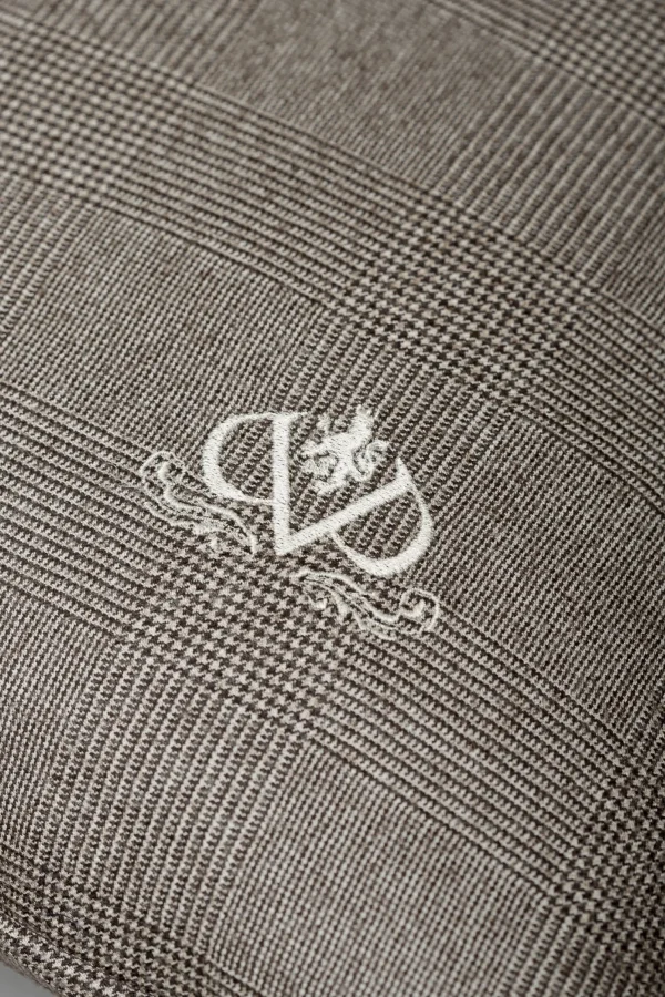 Taupe Prince of Wales wool cushion - Made in Italy