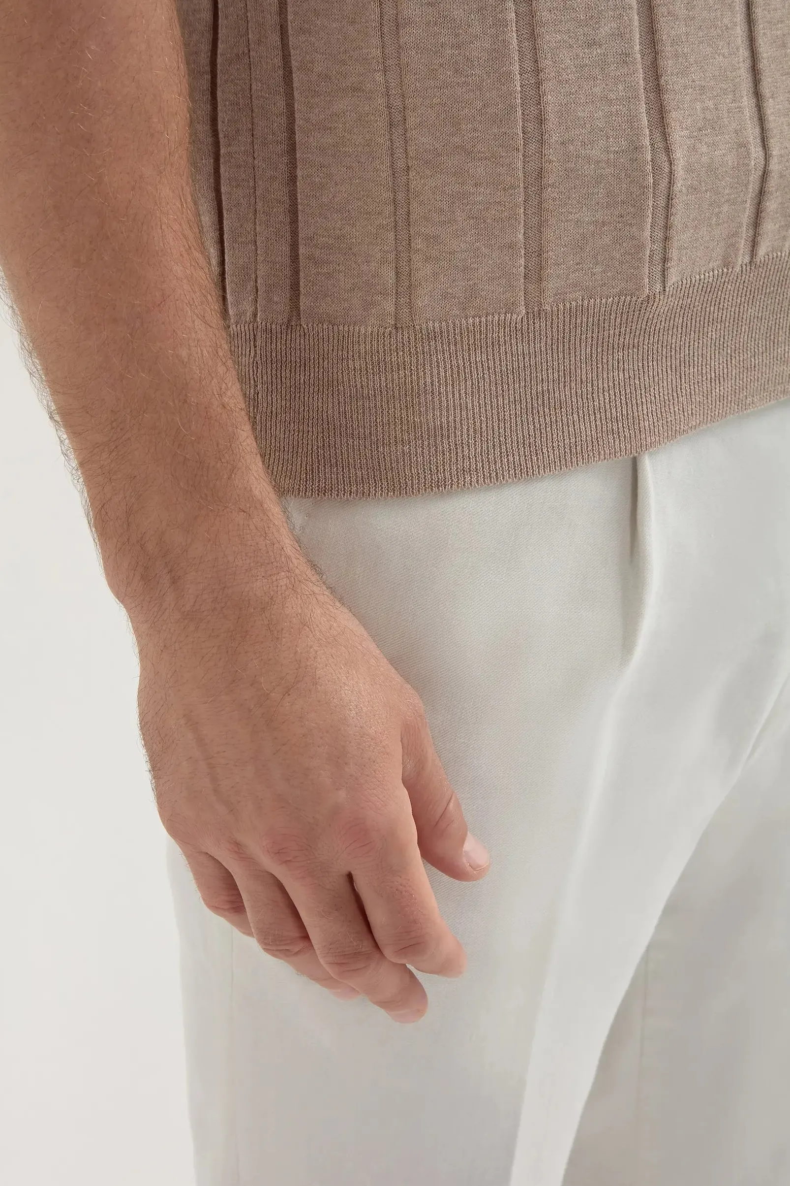 taupe_ribbed_polo__made_i_2.webp Taupe ribbed polo - Made in Italy