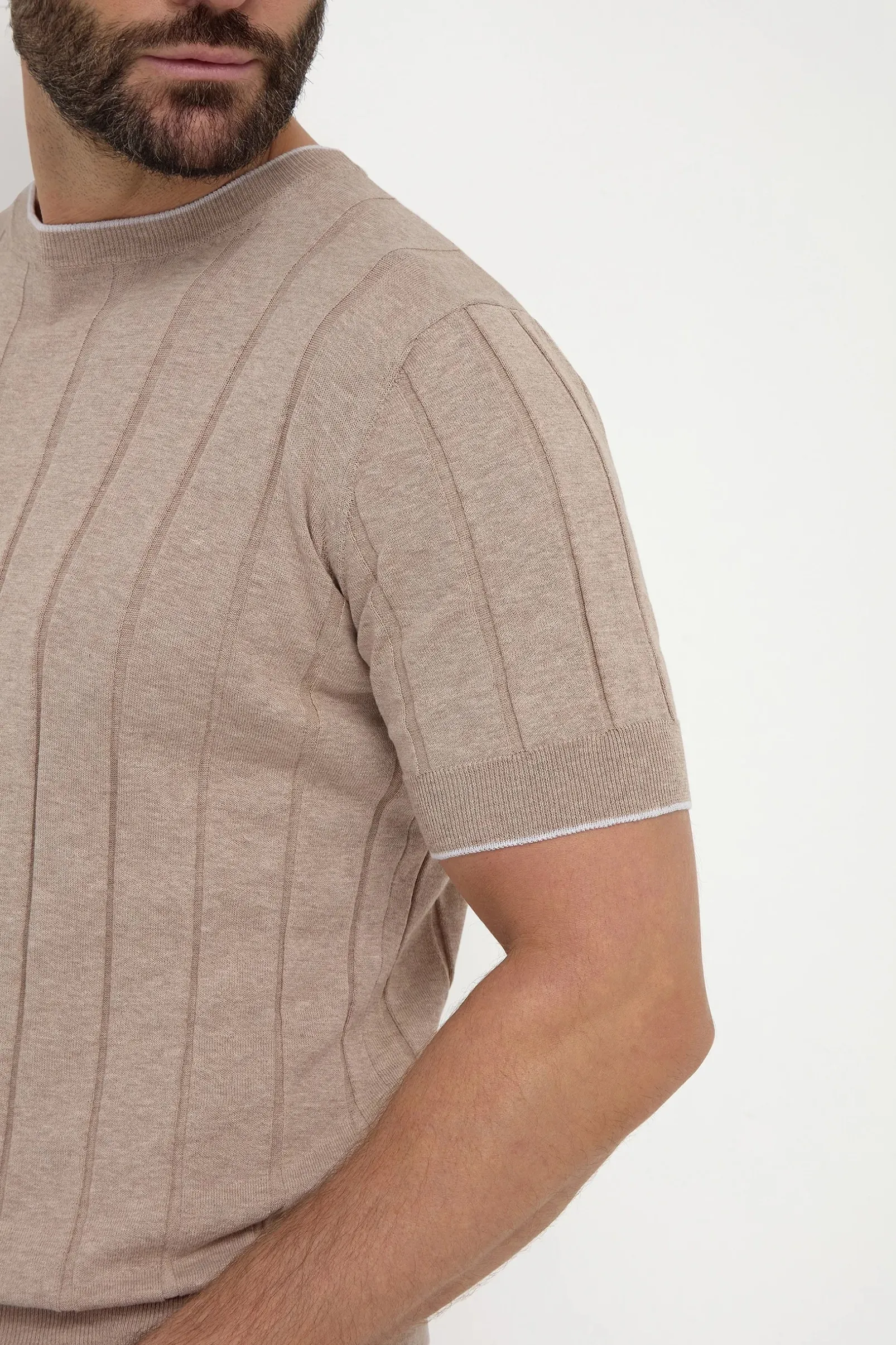taupe_ribbed_tshirt__made_1.webp Taupe ribbed t-shirt - Made in Italy