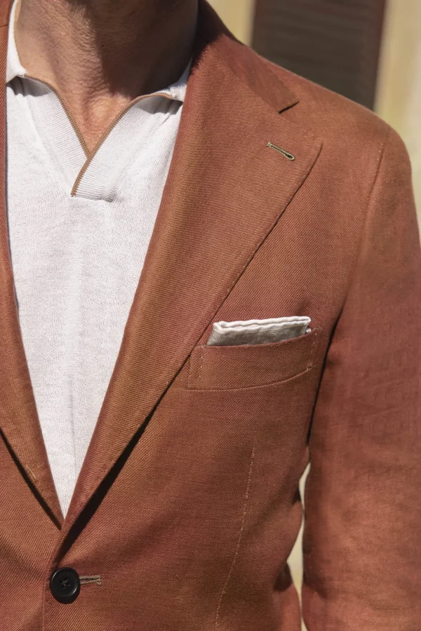 Terracotta Linen Jacket - Made in Italy