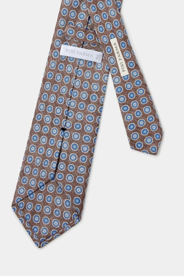 Tobacco fancy silk tie - Made in Italy