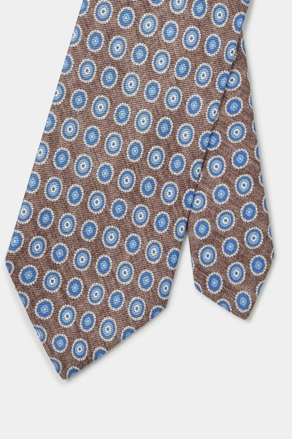 Tobacco fancy silk tie - Made in Italy