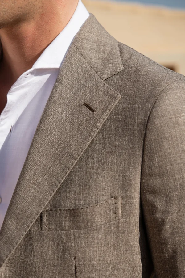 Tobacco suit in wool silk and linen - Made in Italy