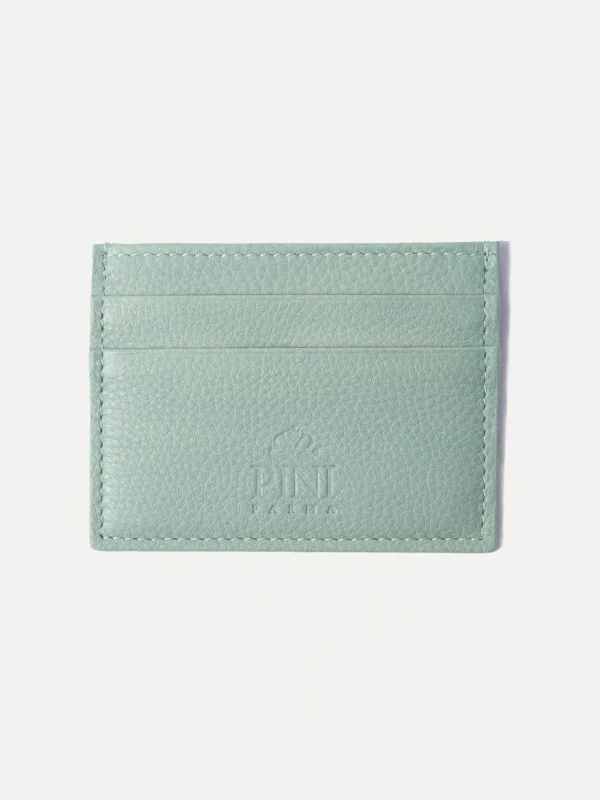 Verde acqua leather card holder - Made in Italy