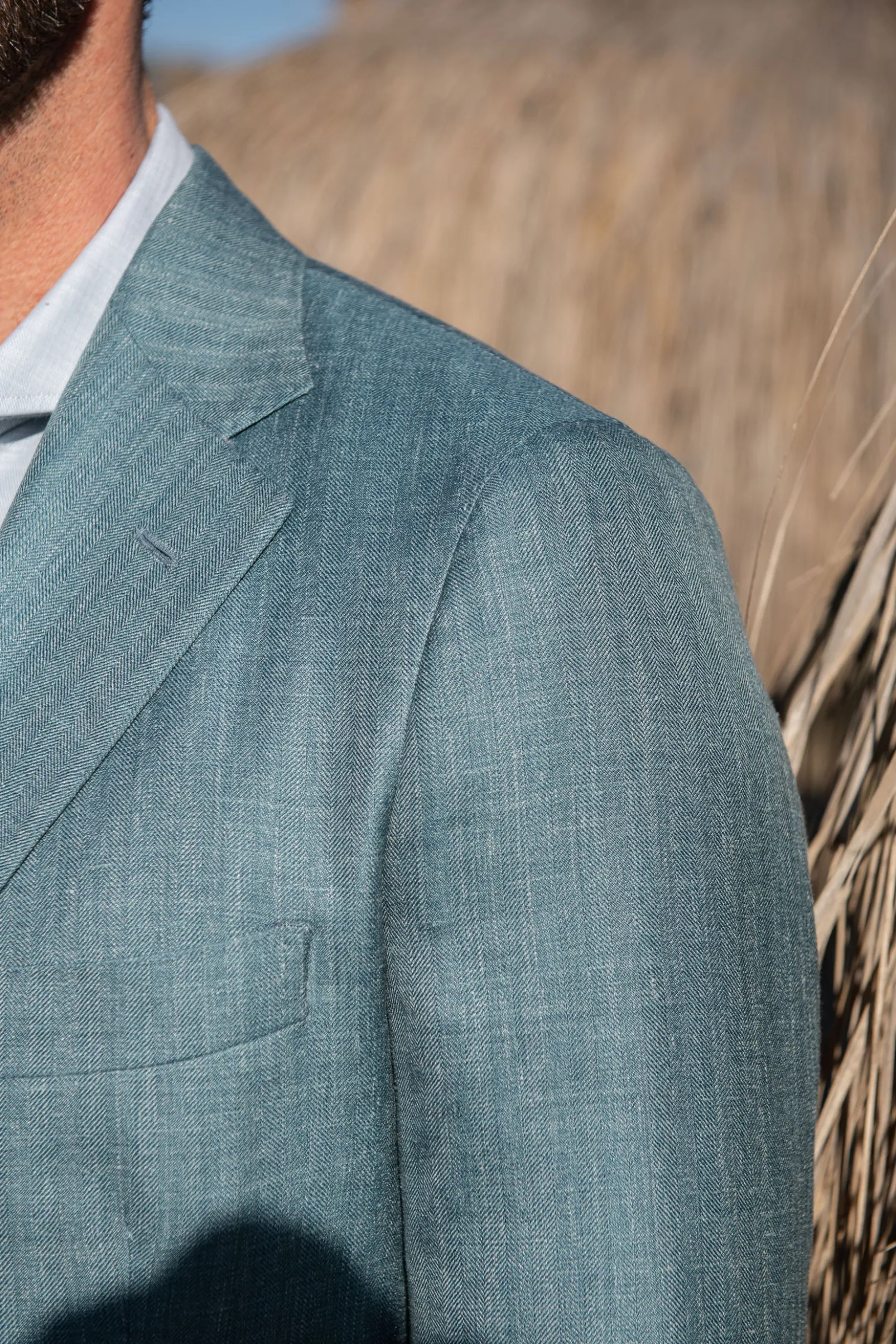 water_green_herringbone_j_2.webp Water green herringbone jacket in wool silk and linen - Made in Italy