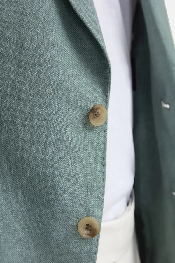 Water green linen jacket - Made in Italy