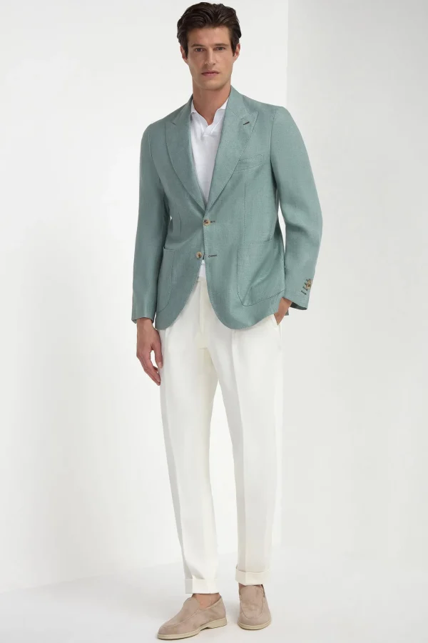 Water green linen jacket - Made in Italy