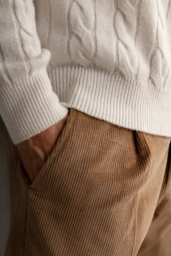 White cable knit sweater – Made in italy