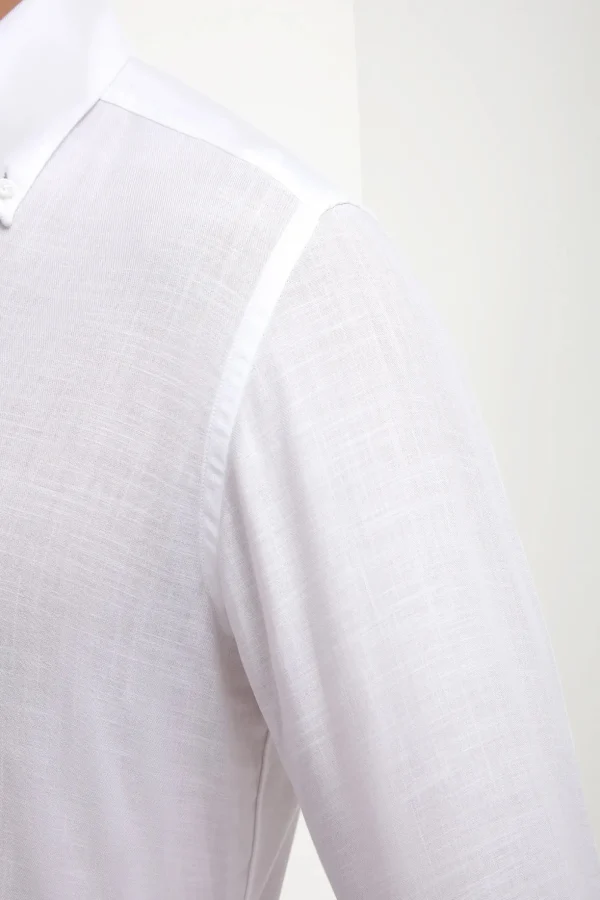 White chambray button down shirt - Made in Italy