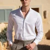 White chambray cotton shirt - Made in Italy