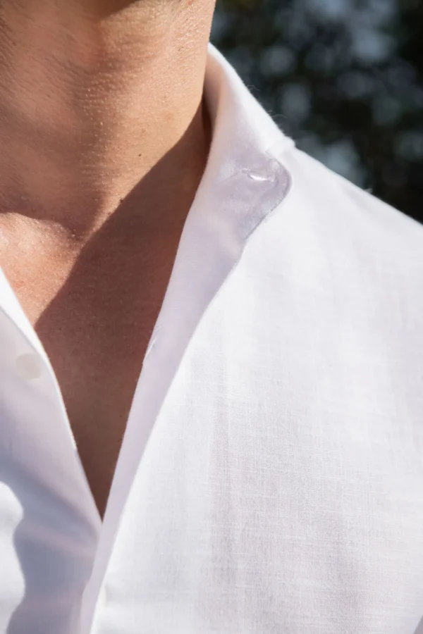 White chambray cotton shirt - Made in Italy