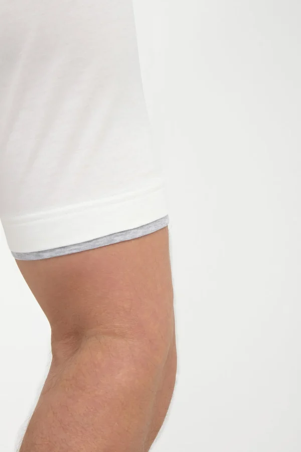 White cotton t-shirt with collar detail - Made in Italy