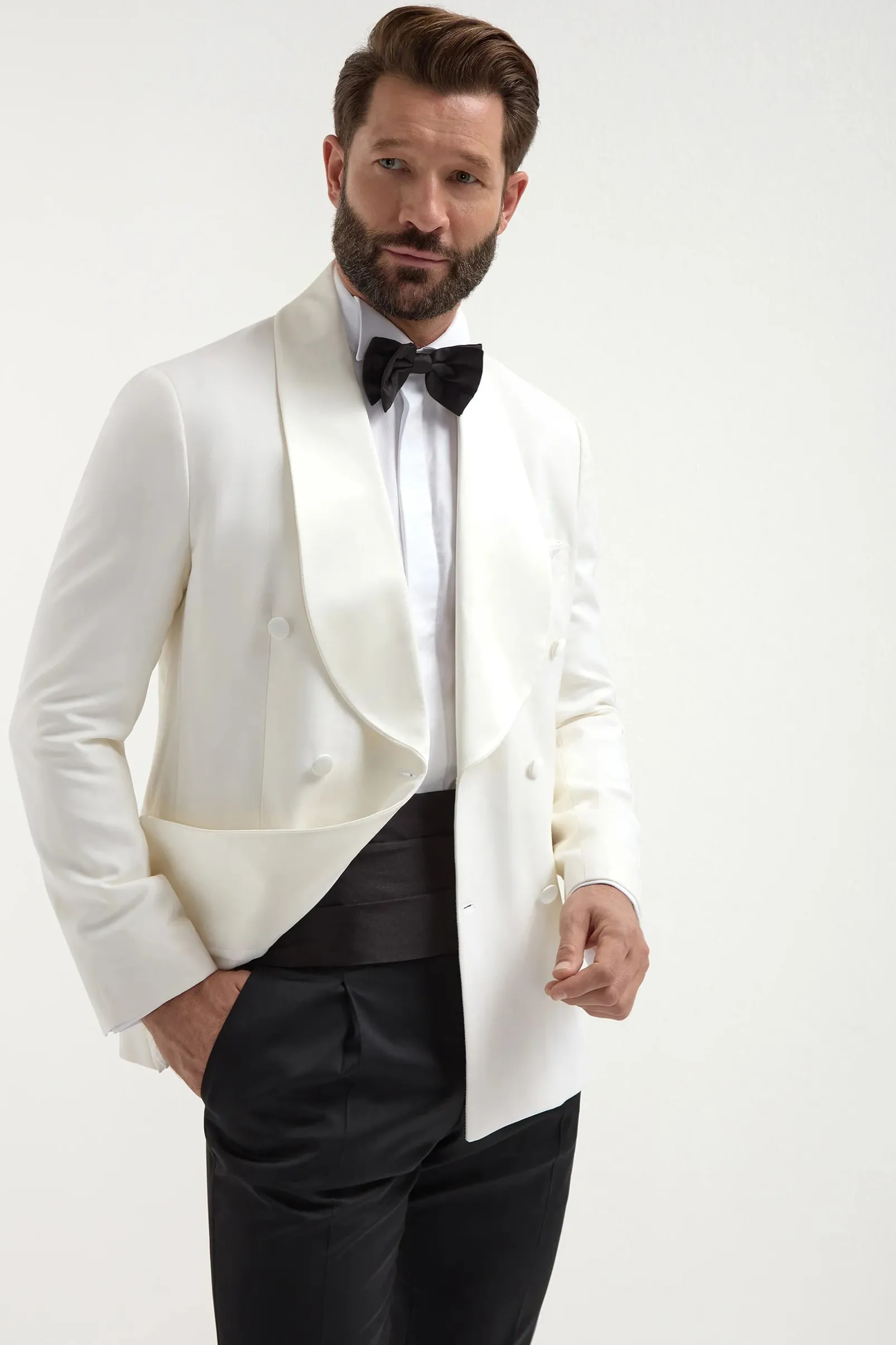 white_double_breasted_tux_0.webp White double breasted tuxedo jacket - Made in Italy