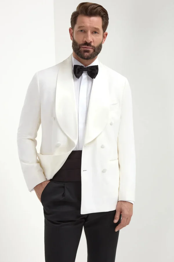 White double breasted tuxedo jacket - Made in Italy
