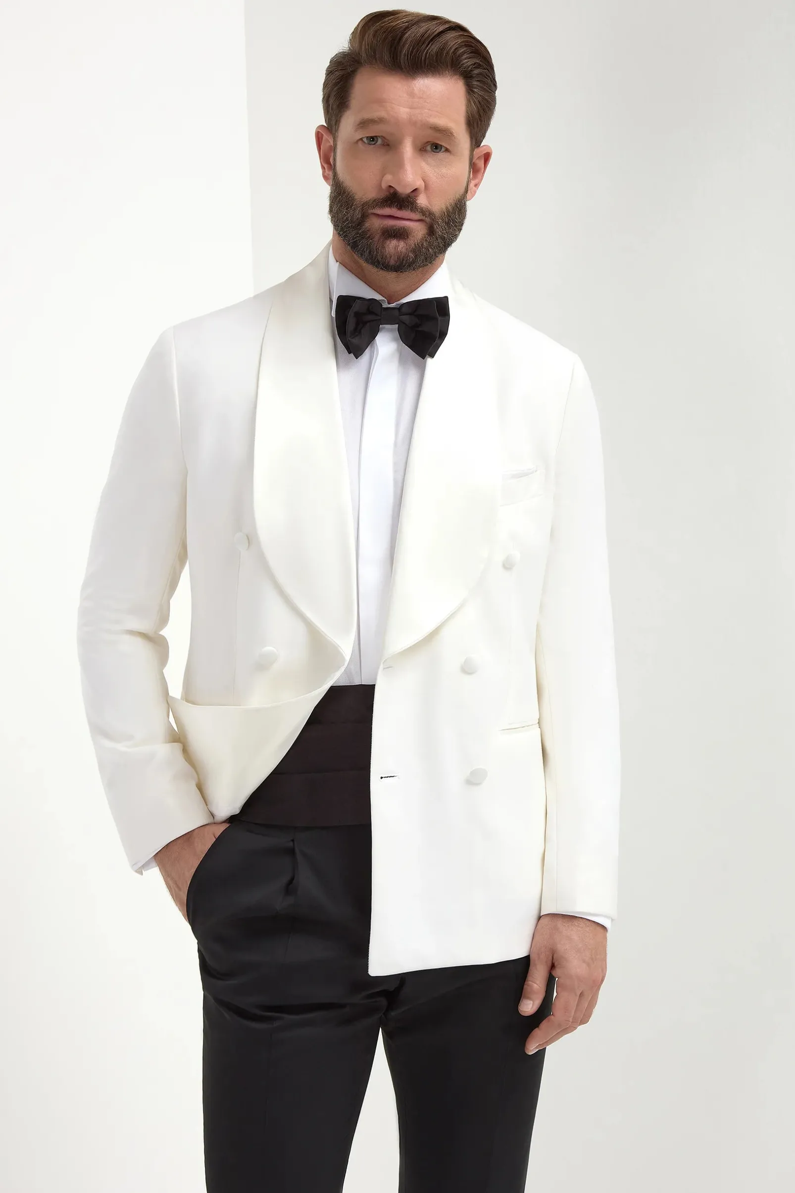 white_double_breasted_tux_5.webp White double breasted tuxedo jacket - Made in Italy