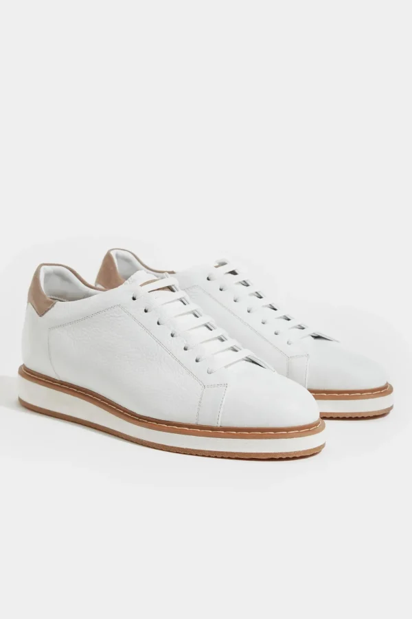 White grained sneakers - Made in Italy
