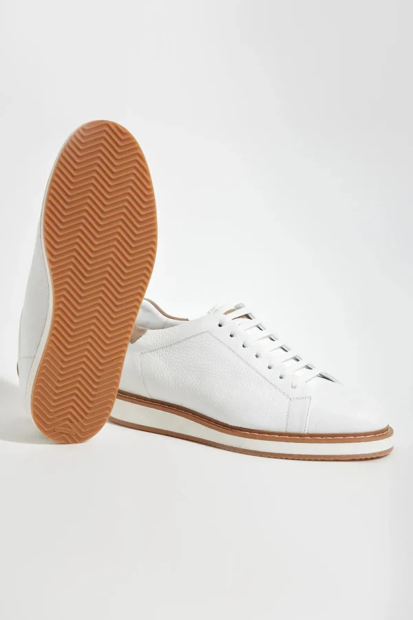 White grained sneakers - Made in Italy