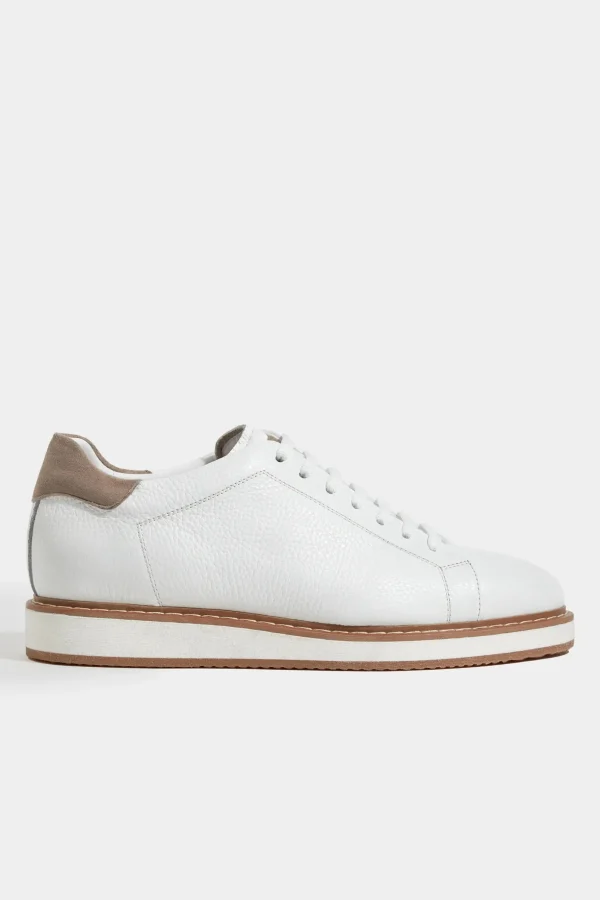 White grained sneakers - Made in Italy