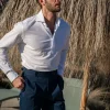 White jersey popover shirt - Made in Italy