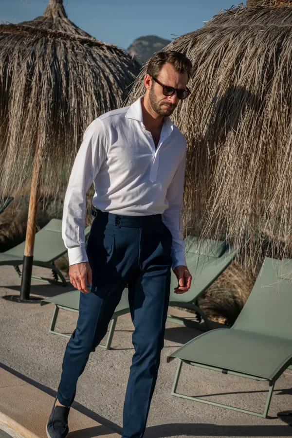 White jersey popover shirt - Made in Italy