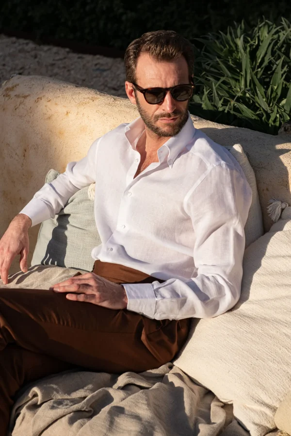 White linen button down shirt - Made In Italy