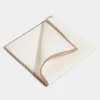 White linen pocket square with taupe and beige edges - Made in Italy