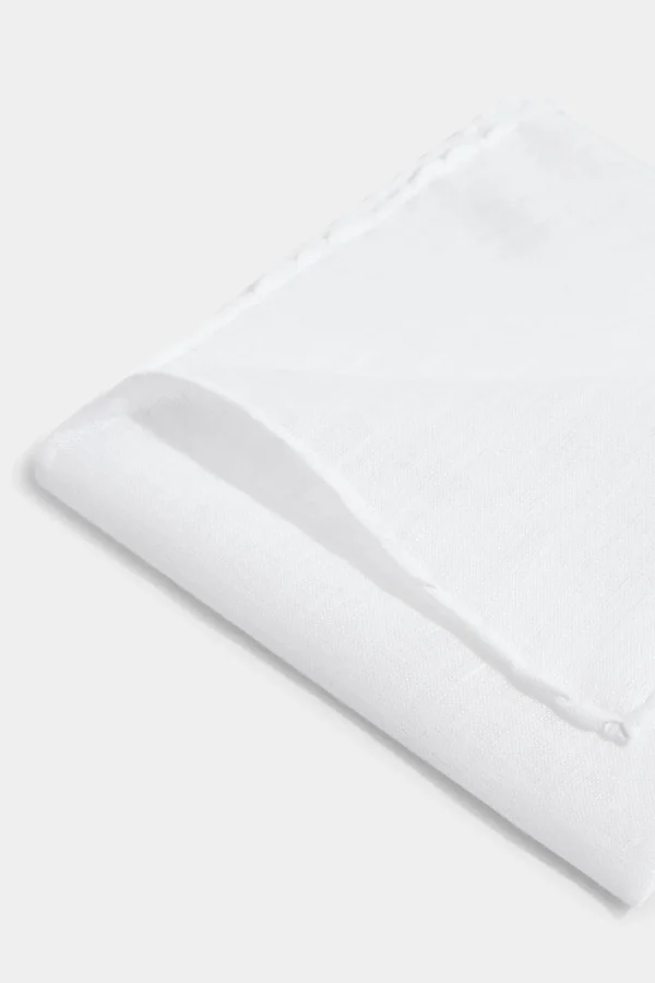 White linen pocket square - Made in Italy