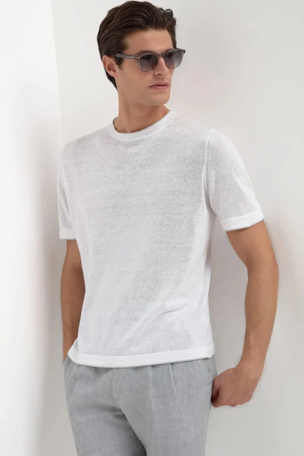White linen t-shirt - Made in Italy