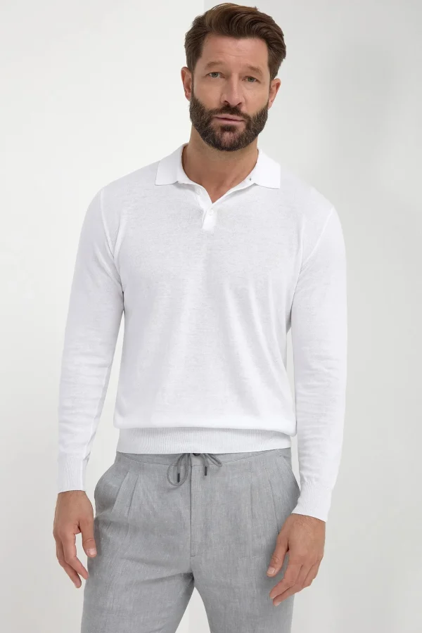 White long sleeve polo - Made in Italy