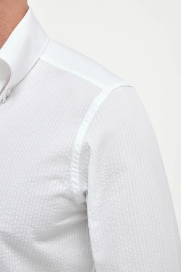 White seersucker button down shirt - Made In Italy