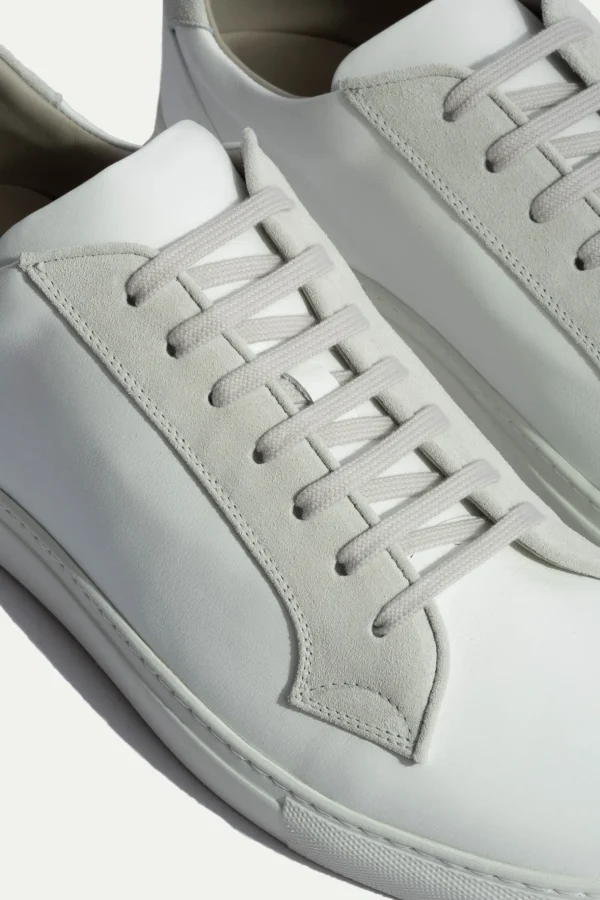 White sneakers with grey suede detail - Made In Italy
