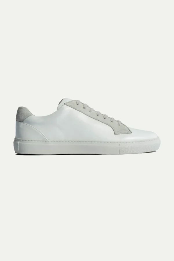 White sneakers with grey suede detail - Made In Italy