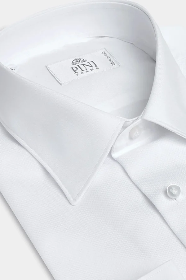 White tuxedo piqué BIB front Shirt - Made in Italy
