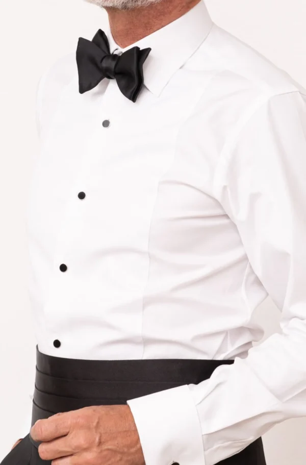 White tuxedo piqué BIB front Shirt - Made in Italy