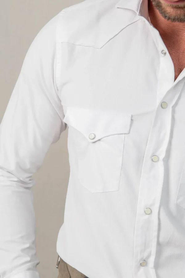 White velvet effect western shirt - Made in Italy