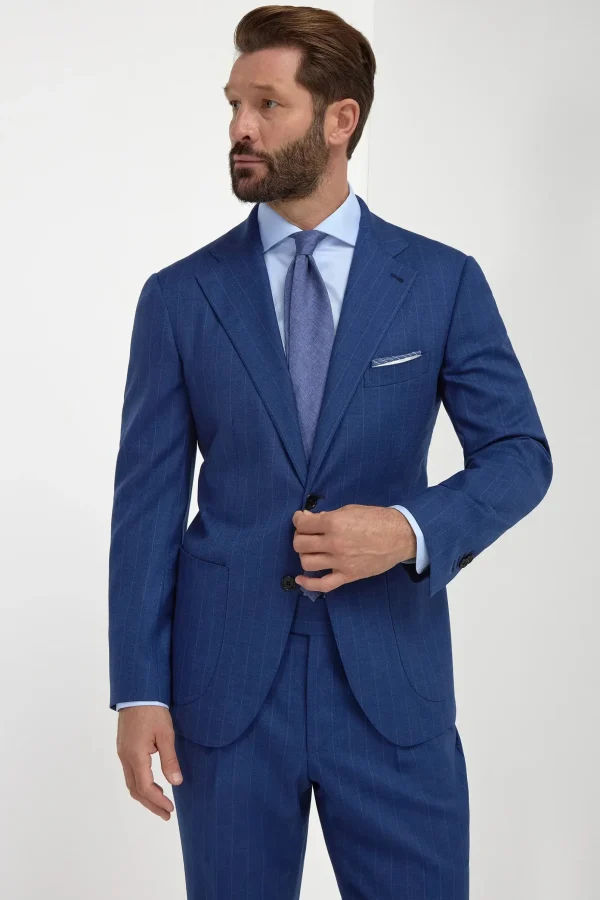 Royal blue striped suit - Made in Italy